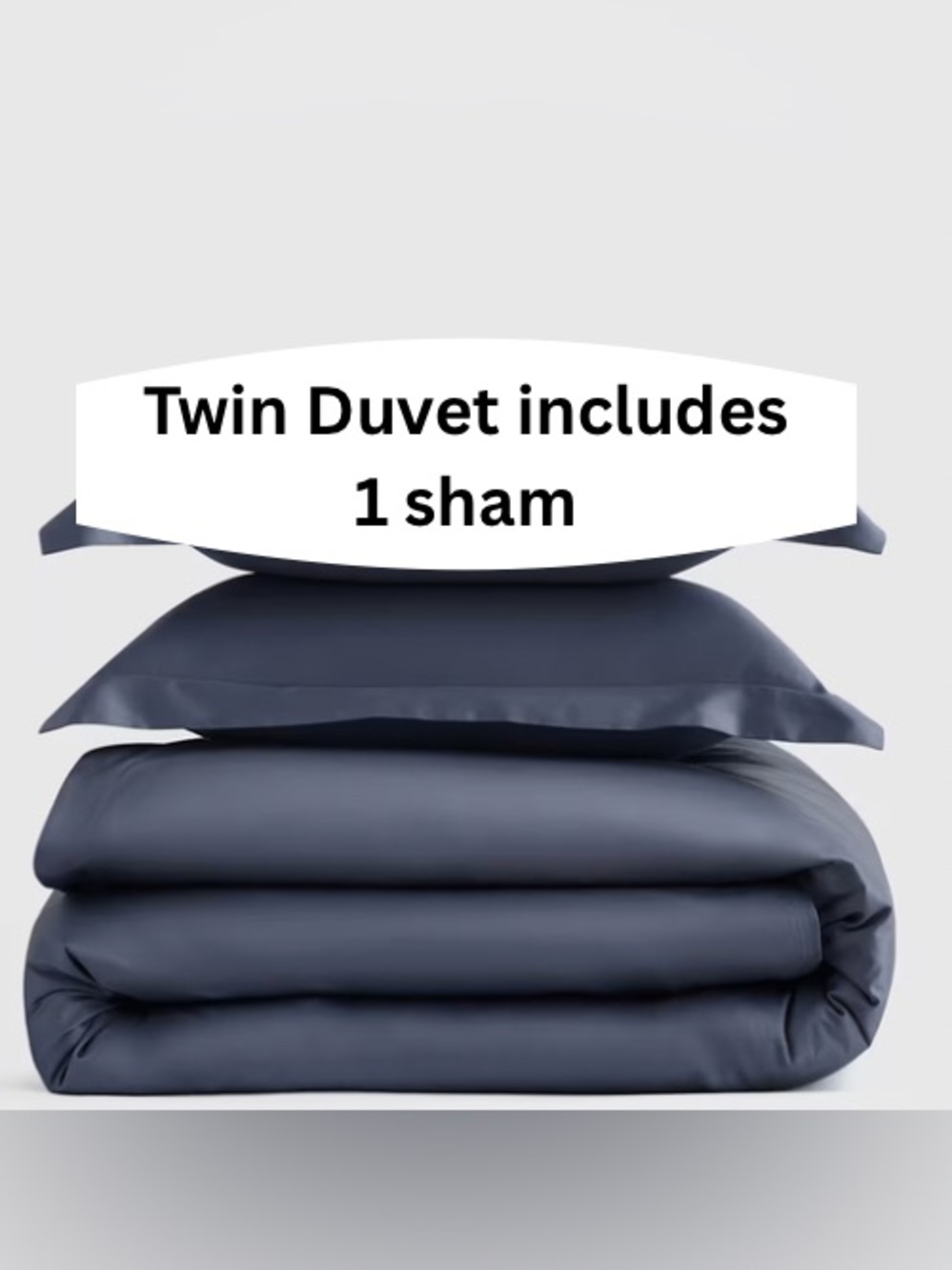 Quince Giza Cotton Sateen Duvet Cover Set Twin Mineral Blue NWOT